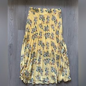 Max Studio- Yellow Floral pleated maxi skirt